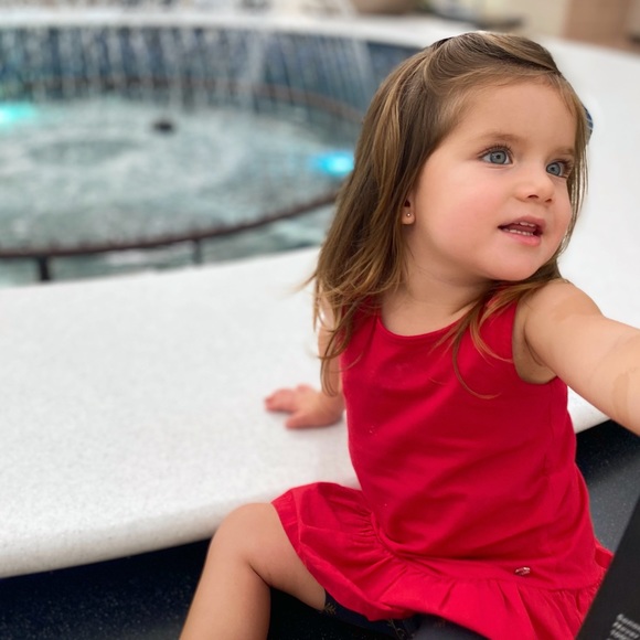 Red flowy mini dress for toddler girls - Picture 5 of 9